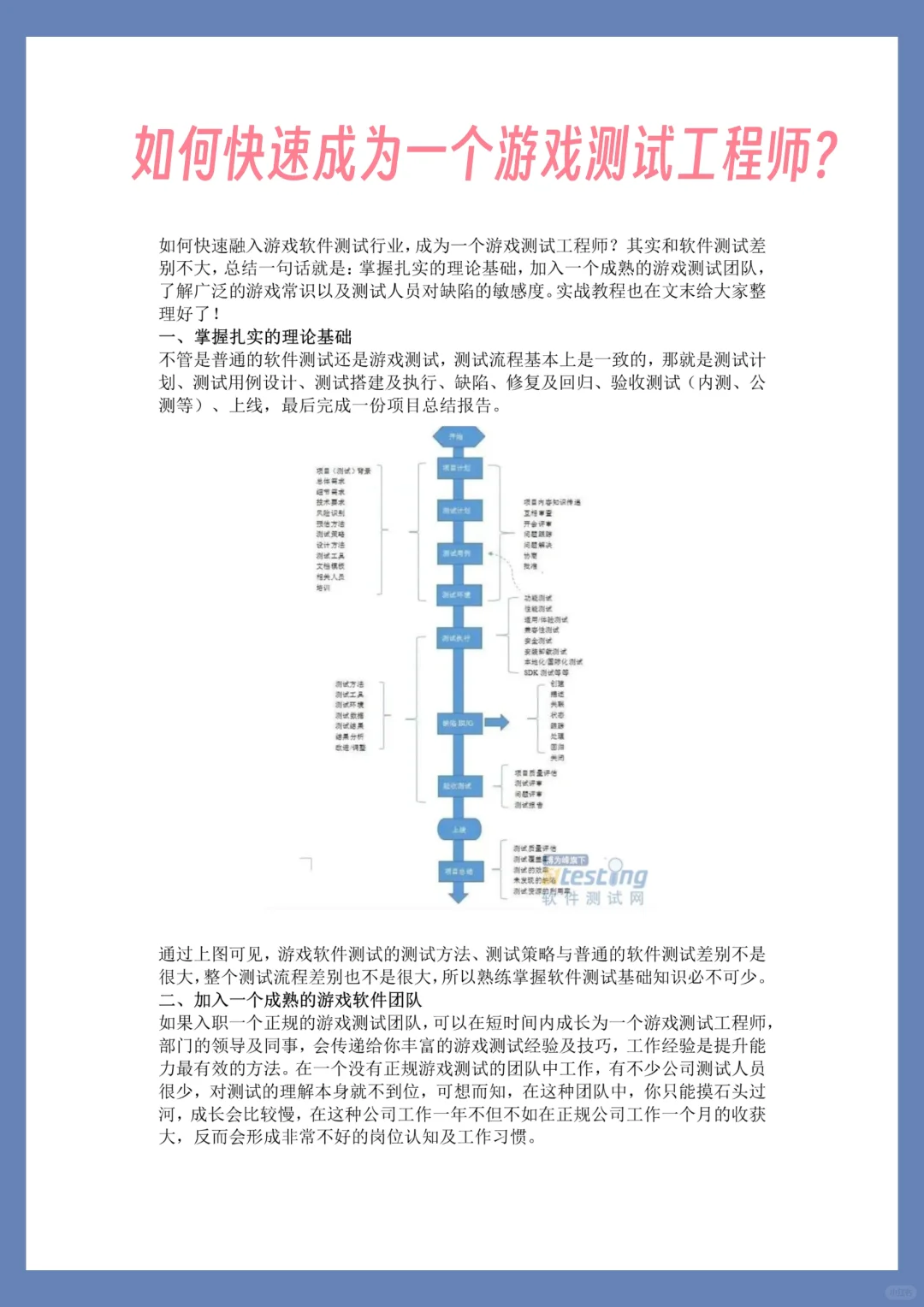快速成为一个游戏测试工程师的方法