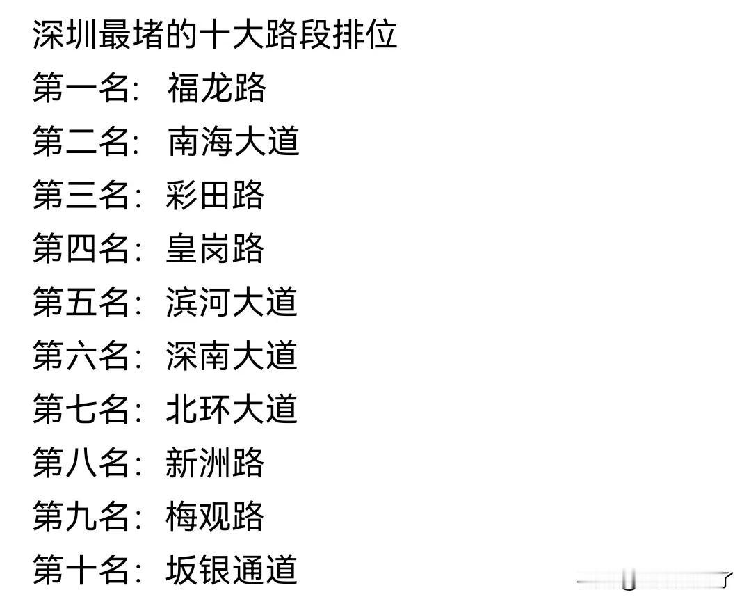 深圳最容易堵车的十大路段，福龙路石岩段货车多，平常就很容易堵车，排第一无异议，滨