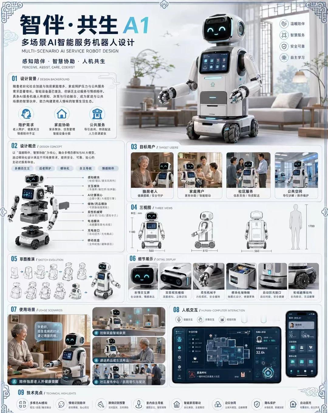 image2✖️工业设计多场景AI服务机器人展板
🤖《智伴·共生A1》这张展板