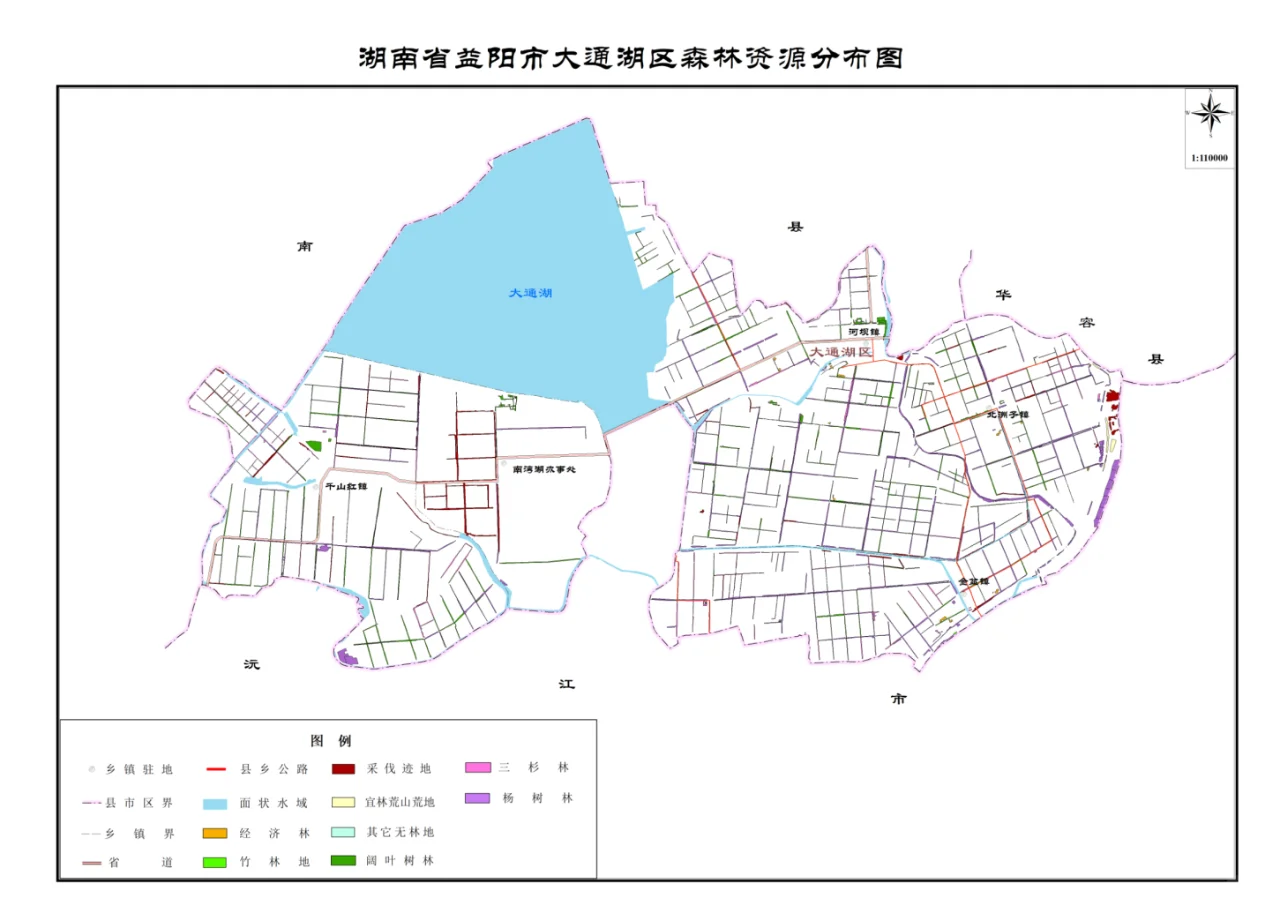 益阳市大通湖区森林资源分布图