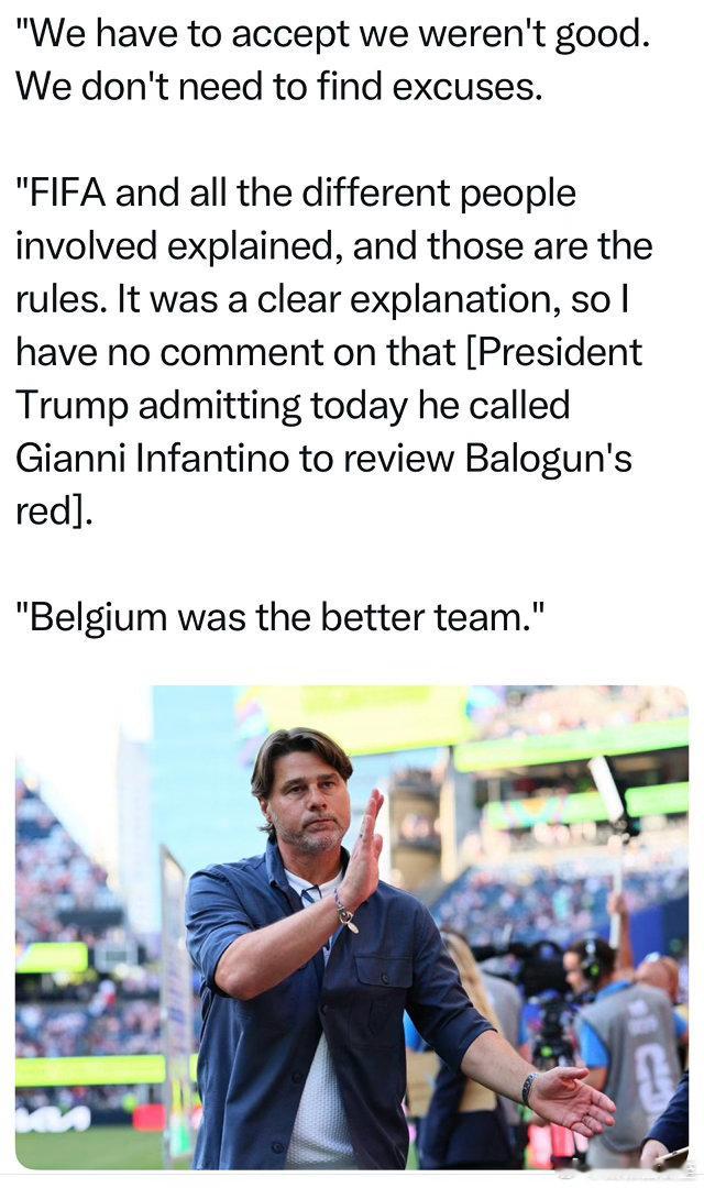 记者：Balogun的事情，是不是让队员分心了？美国队主教练：今天我们没有显示出