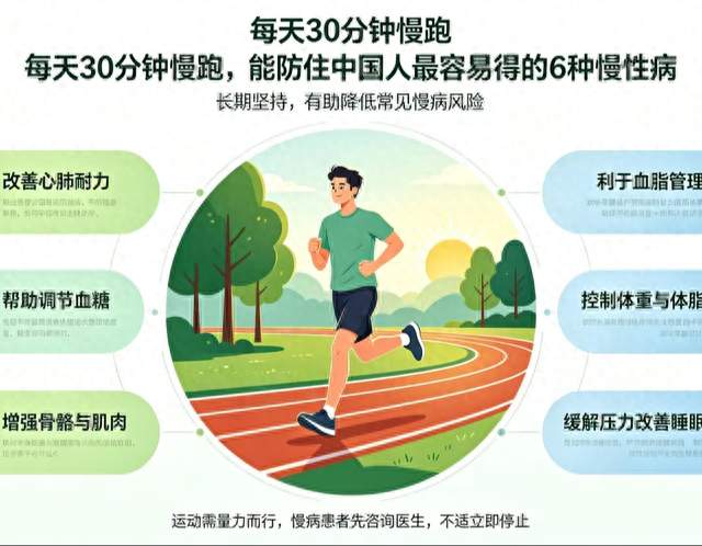 每天30分钟慢跑，能防住中国人最容易得的6种慢性病！