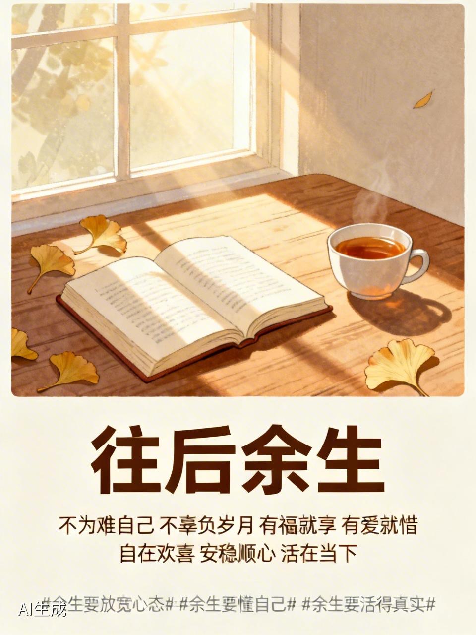 往后余生，
不为难自己，不辜负岁月，
有福就享，有爱就惜，
自在欢喜，安稳顺心，