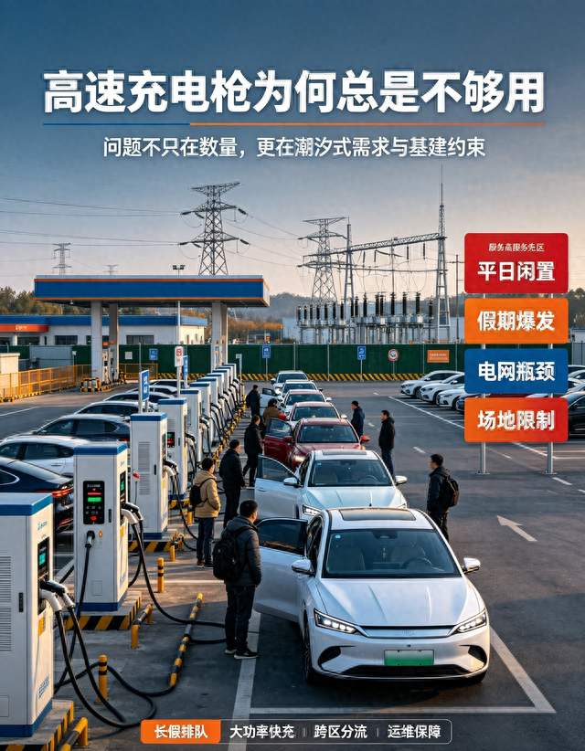 桩越建越多，长假高速充电排队依旧难解