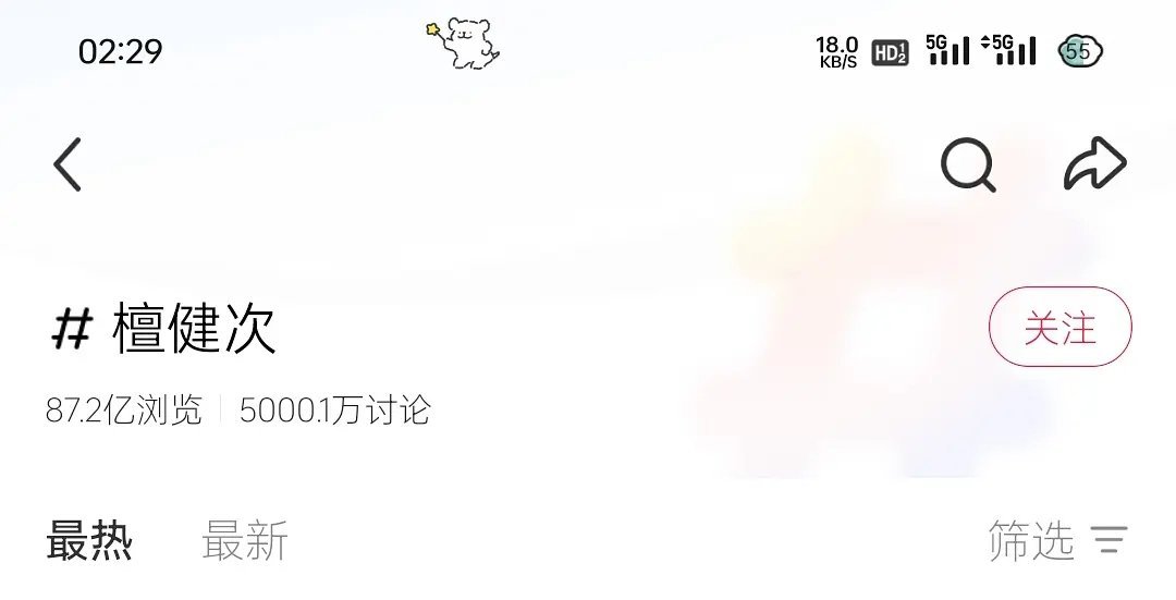 檀健次🍠讨论度5000w了🎉 