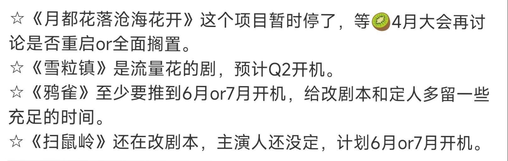 一些剧项目的进展🍉 