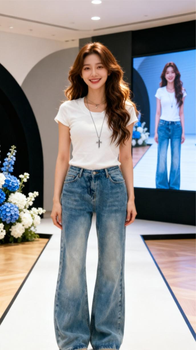 穿搭灵感制造机 白t牛仔裤 阔腿白牛仔裤 审美提升穿搭 牛仔宽腿裤