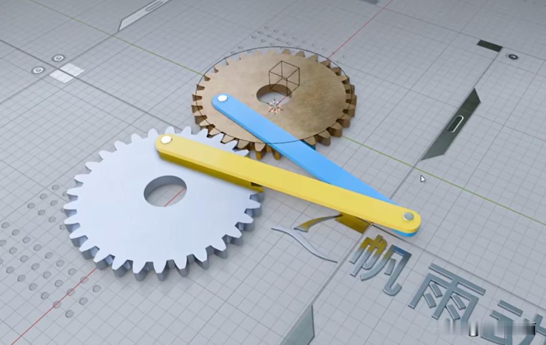 画直线段的机构
一个画直线段的机构，非常简单。一对齿轮加两个杆件就完成了。‘
齿