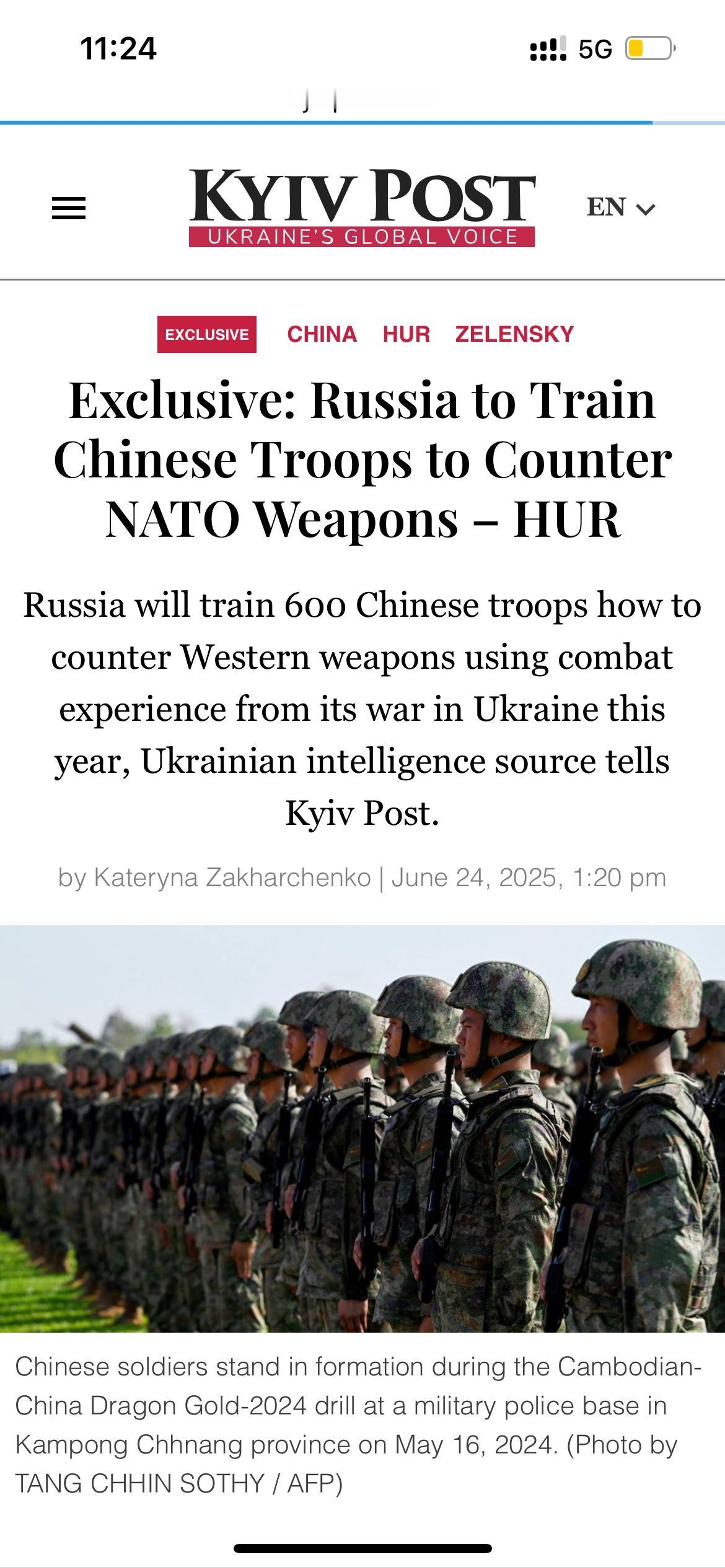 中俄军事合作升级：中国600士兵赴俄基地训练，应对西方武器实战演练

据乌克兰媒