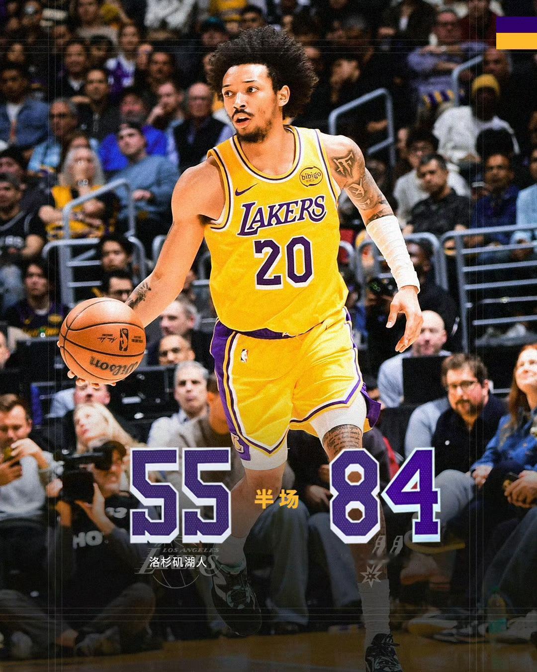 如果去掉五个常规首发，联盟所有球队打比赛，湖人很可能是战绩最差的。
半场结束，湖