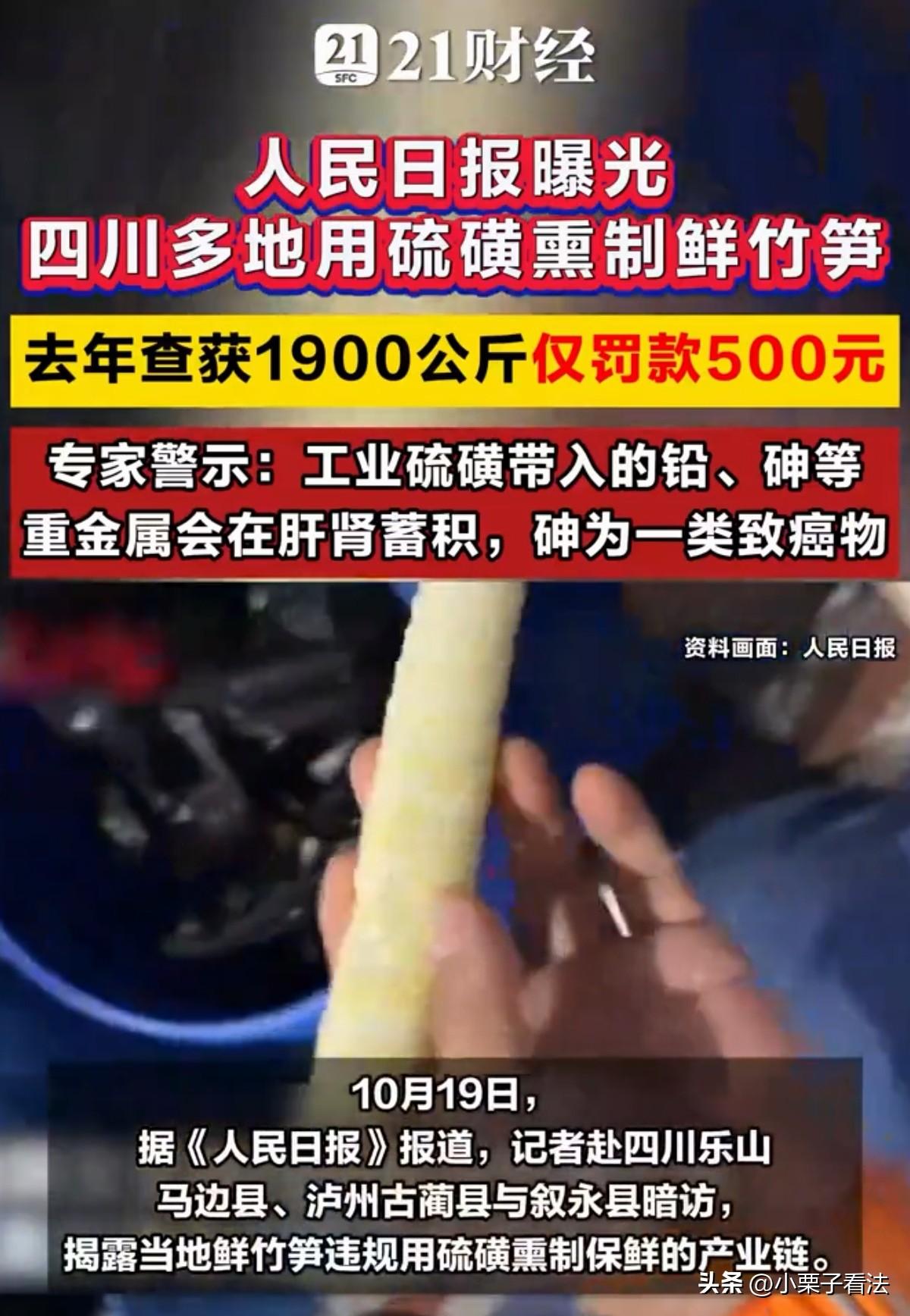 人民日报曝光了！必须严惩！四川多地，一到竹笋收获季节，就有商贩用硫磺熏鲜笋隐秘加