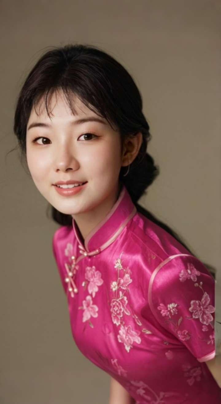 AI扩图 AI艳粉微笑