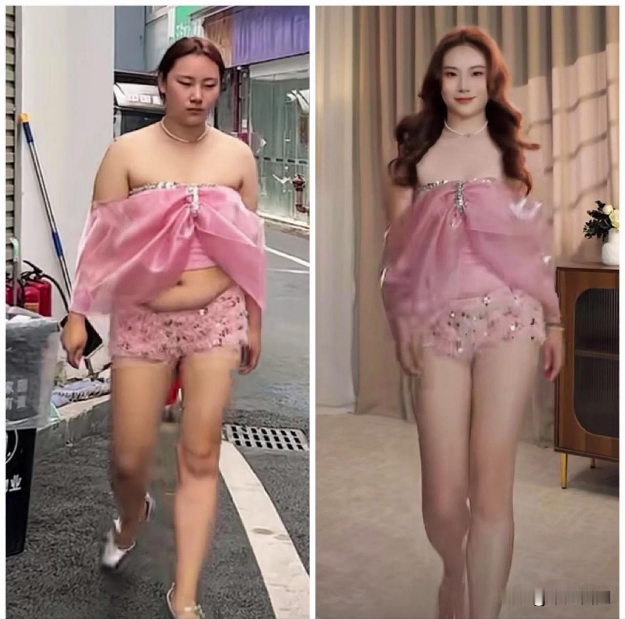 买家秀和卖家秀
买家秀vs卖家秀的真实写照：
滤镜和美颜一开，妥妥的甜酷小仙女。