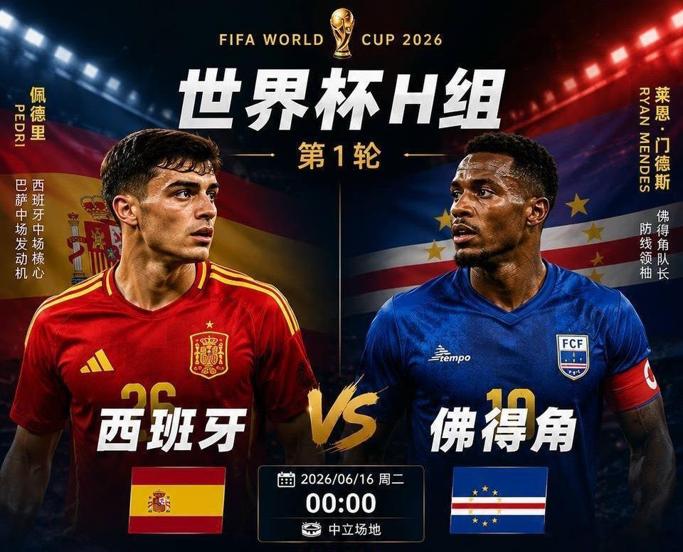 北京时间6月16日00:00，2026美加墨世界杯H组首轮，夺冠热门西班牙在亚特