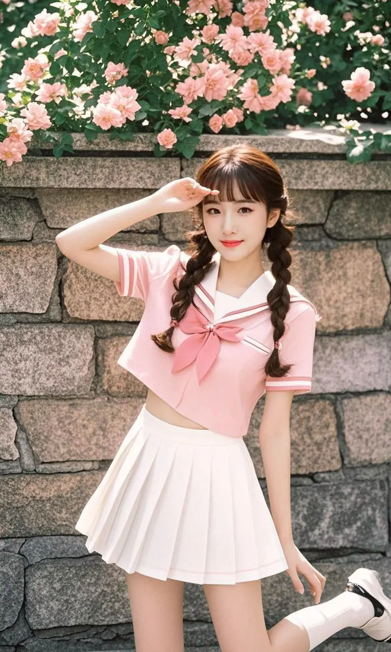 AI粉花JK照 ai创作