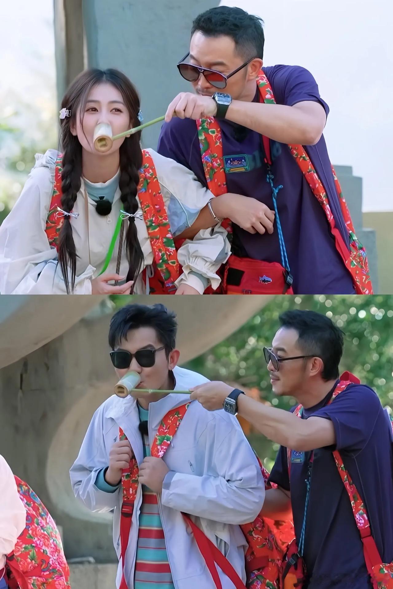 沙溢真是一个热心肠，喂李晨和白鹿喝水！ 