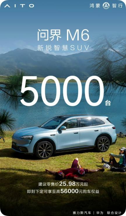 鸿蒙智行官宣，全新问界M6上市一周交付突破5000台！ 
