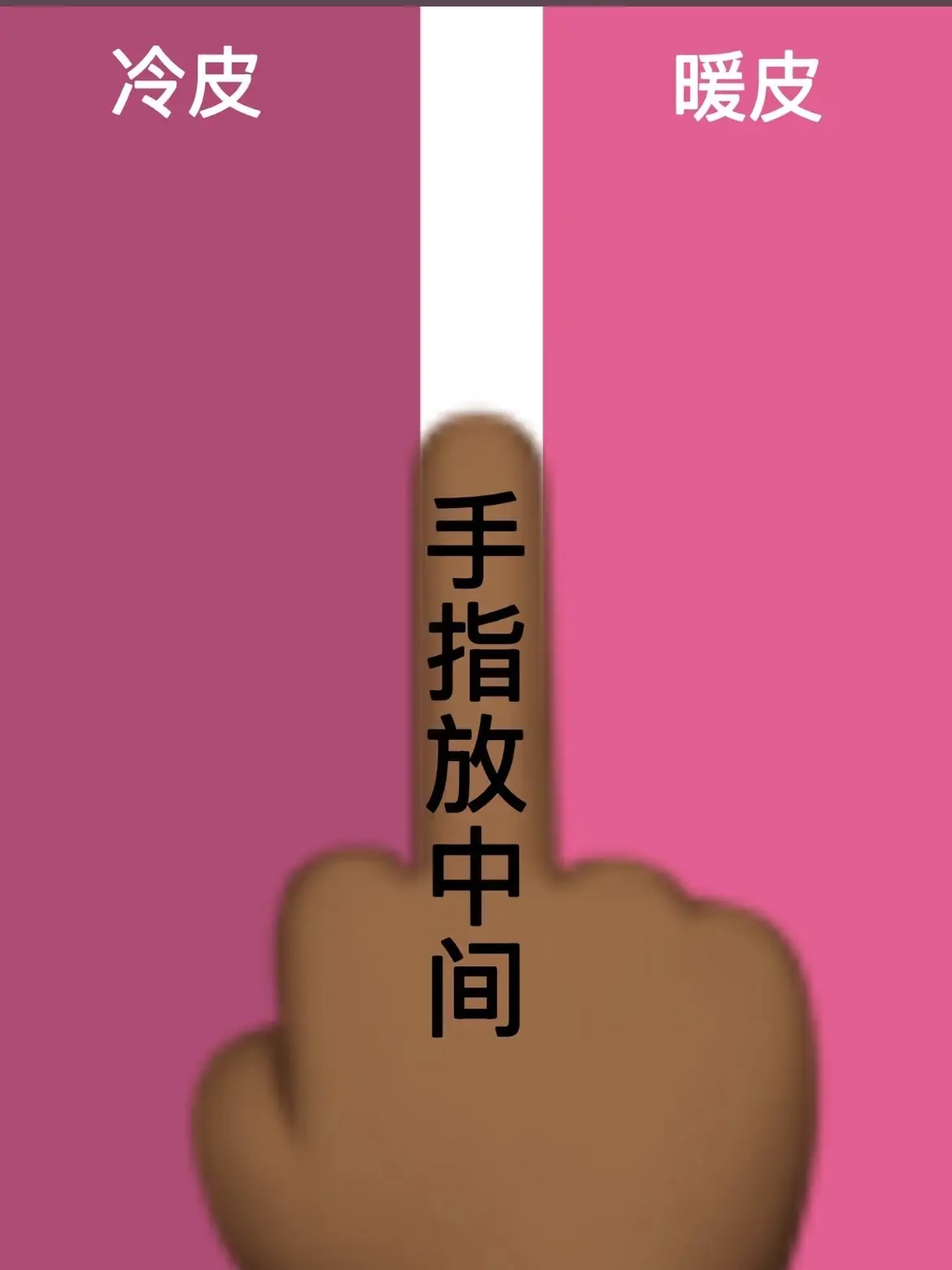 3S自测冷暖皮。把手指放到屏幕上，哪个颜色更显白你就是哪种肤色！姐妹们...