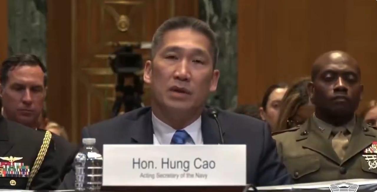 代理海军部长曹洪（Hung Cao）在参议院听证会上说，美国对中国台湾地区的武器