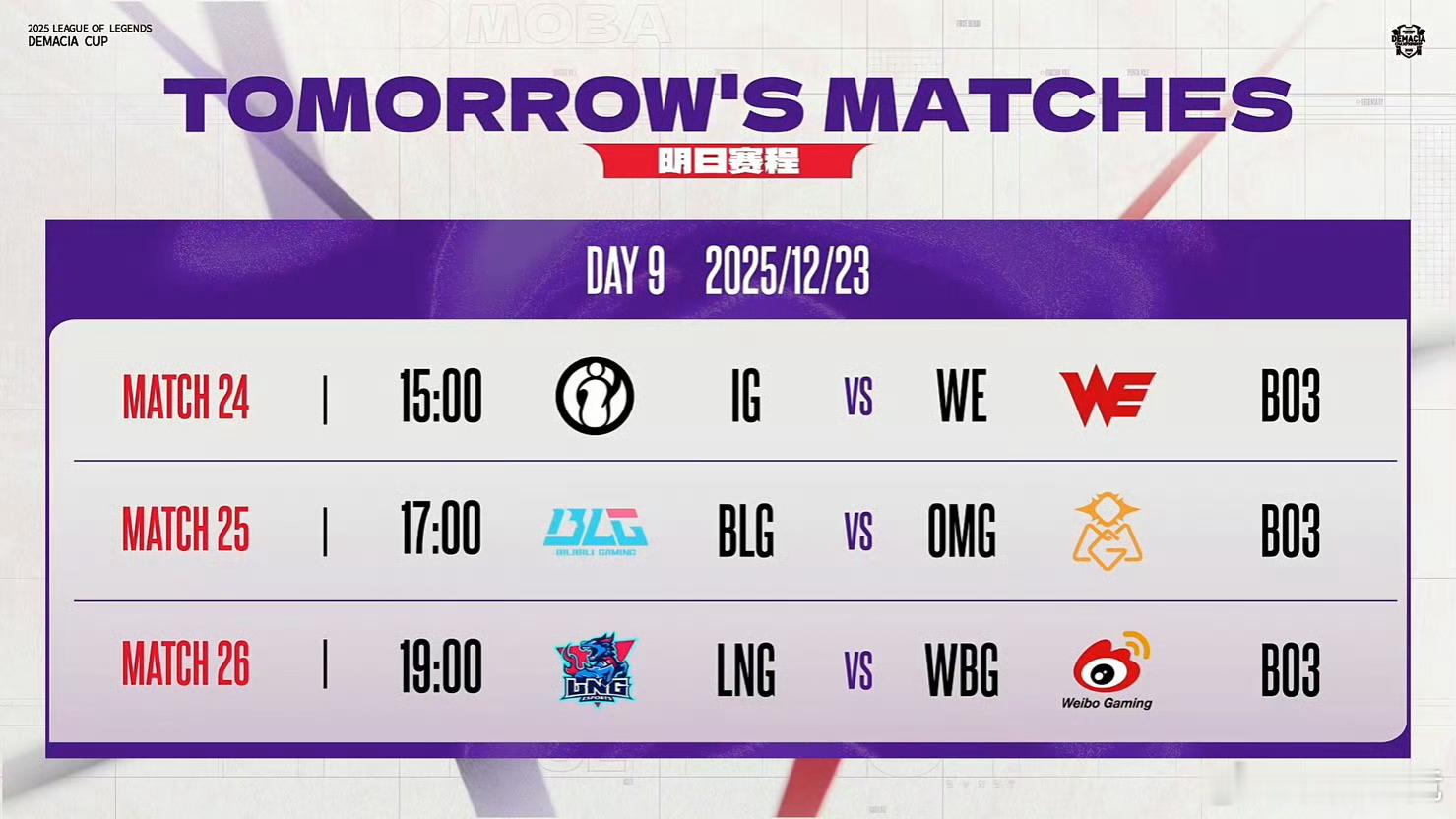 【2025德玛西亚杯| 赛果 】今日赛果、积分情况以及后续赛程：OMG 0:2 