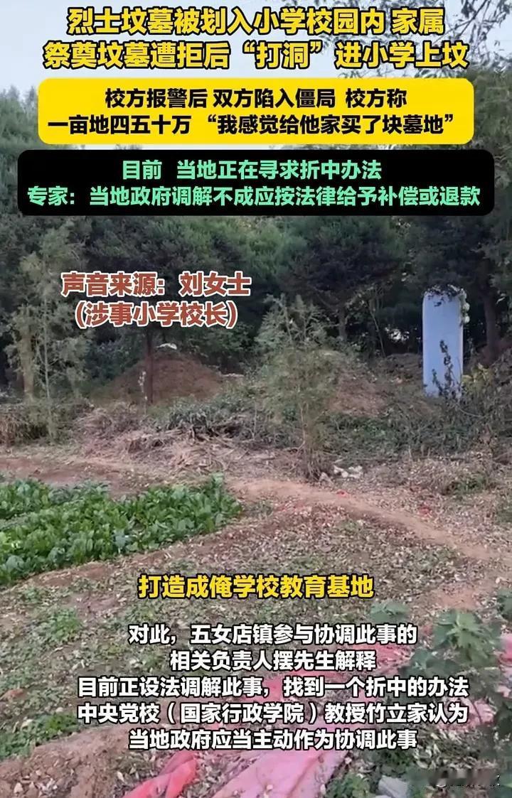 【如何看待烈士家属祭奠遭拒打洞进小学上坟】太过分了！烈士陵园被划入小学范围，家属