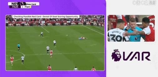 阿森纳1-0胜纽卡斯尔，最大争议是该不该出红牌。比赛第75分钟，纽卡斯尔全力进攻