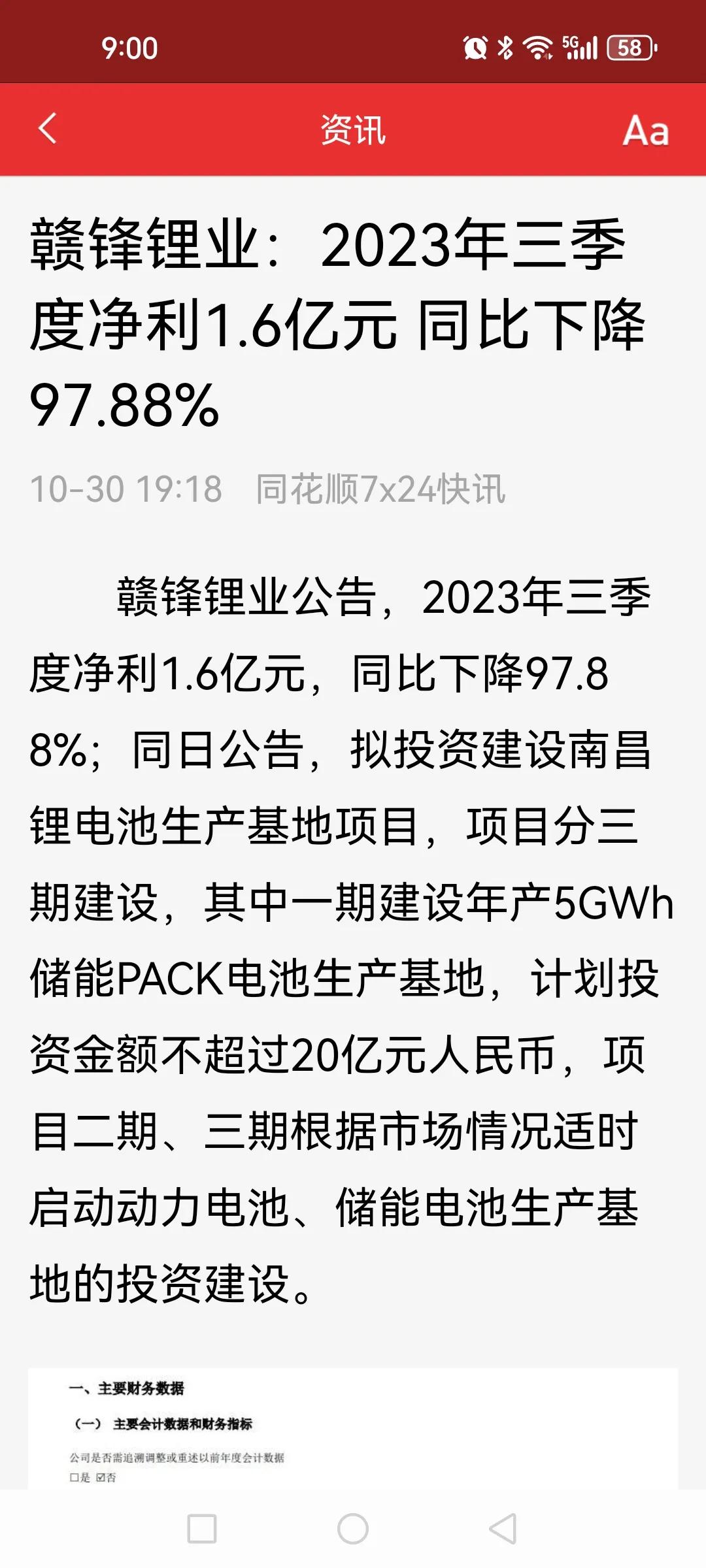 赣锋锂业业绩大减，明天大面一碗。第三季度业绩同比大降97.88%，单季净利润只有