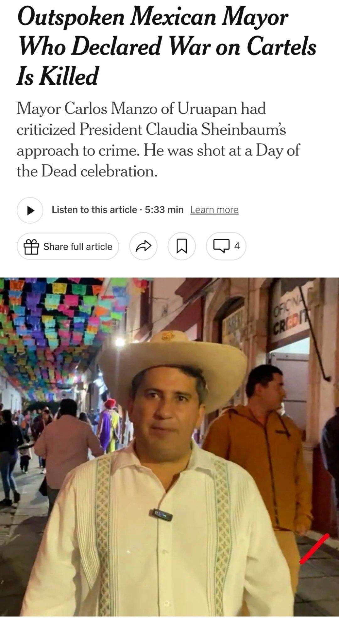 ¹ 这位市长从去年就加强了安保。除了保镖，还有14名国民警卫队以及若干名安保警察