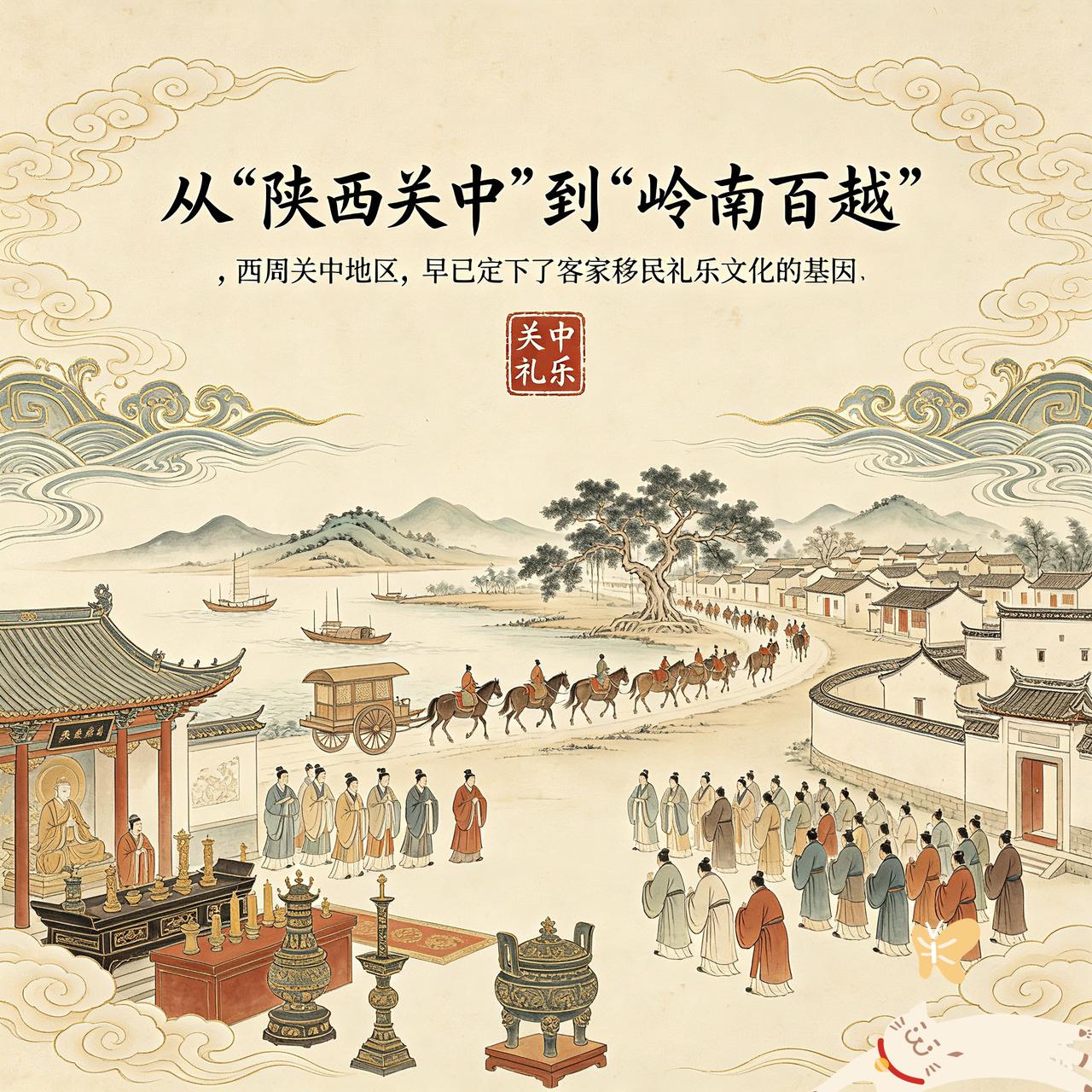 客家文化的发展史，其实就是从北方“陕西关中”，到南方“岭南百越”地区，移民的完整