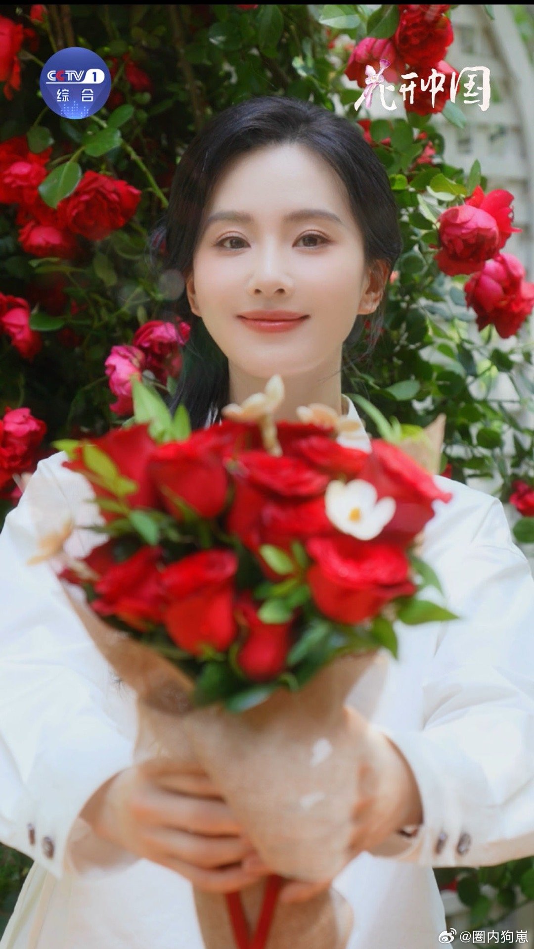 花开中国刘诗诗花式官宣 刘诗诗手捧鲜花的温柔瞬间，直接戳中人心！这波浪漫我接了～