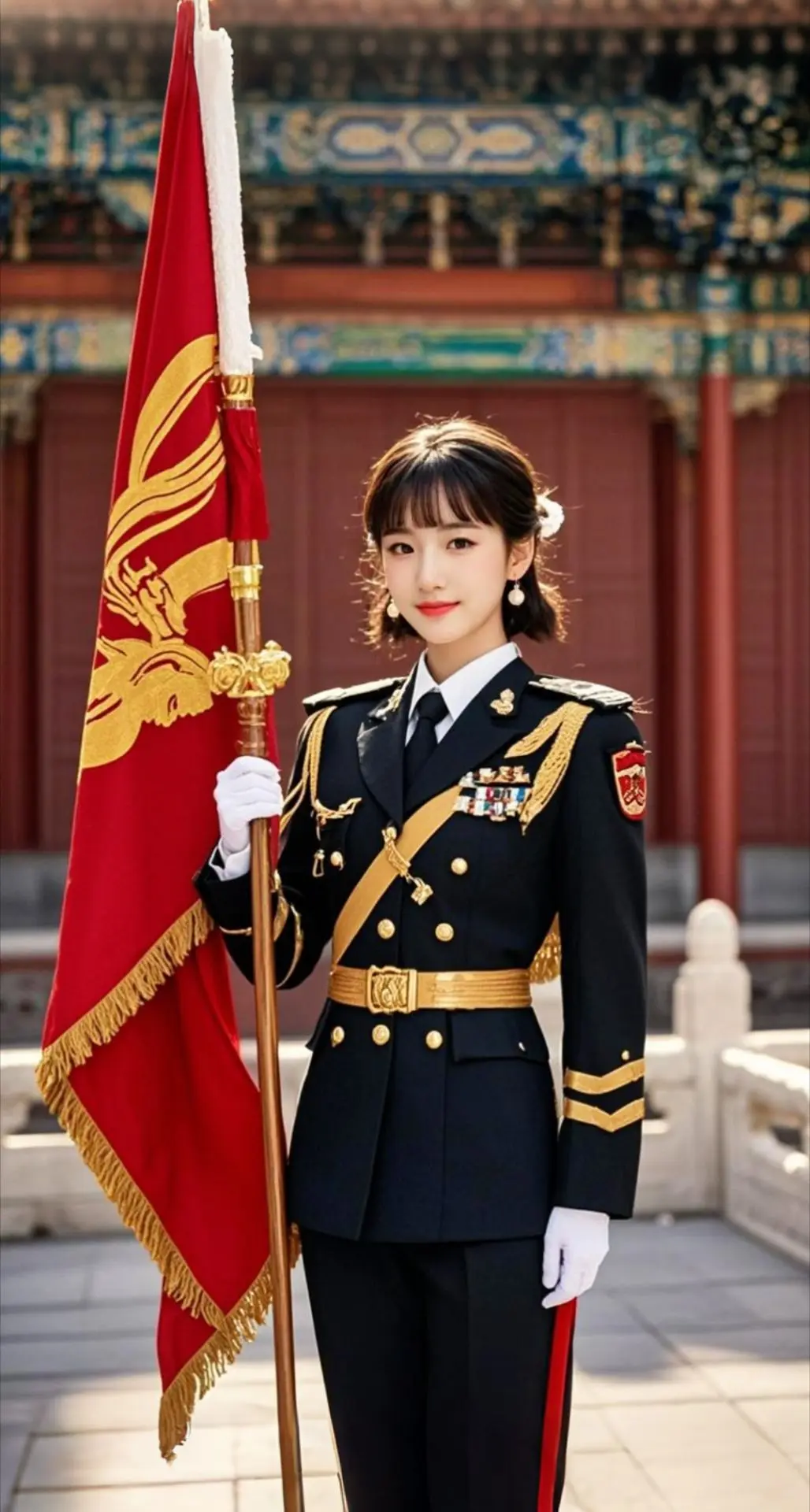 AI扩图 AI守护国旗英姿
