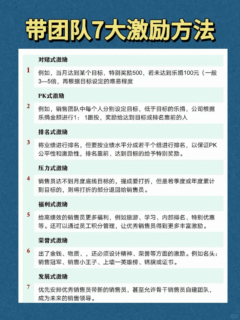 老板必看，带团队7大激励方法☑️