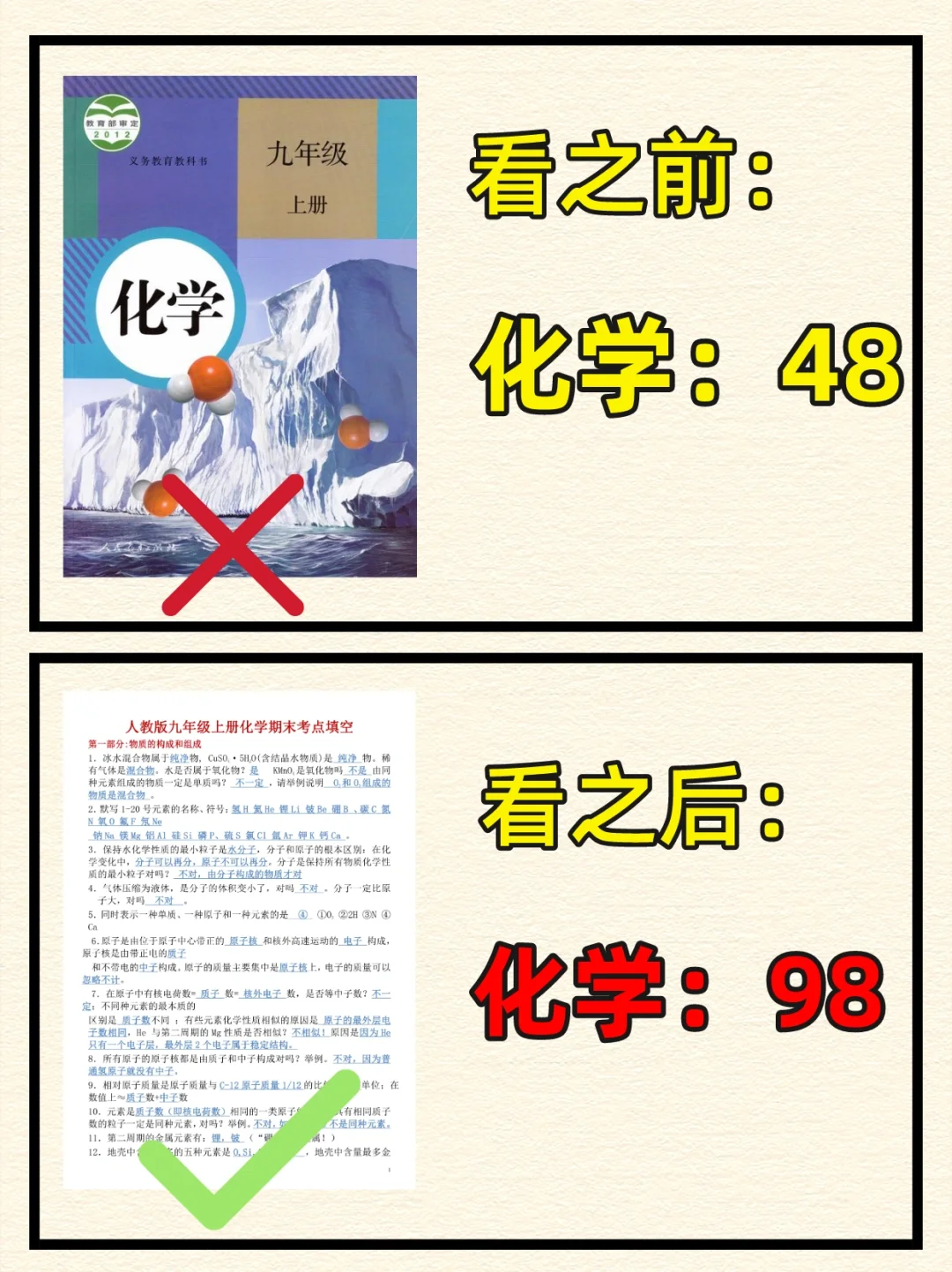初三九年级上册化学期末考点填空💯