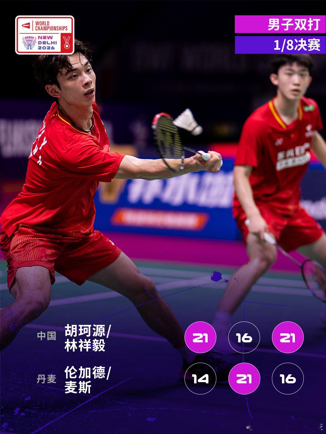 2026年羽毛球世锦赛 1/8决赛赛况🔥胡珂源/林祥毅2-1伦加德/麦斯胡林组