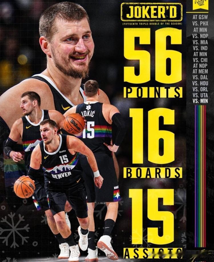 超级精彩的一场比赛！🎄圣诞大战掘金主场加时142:138力克森林狼，约基奇砍下