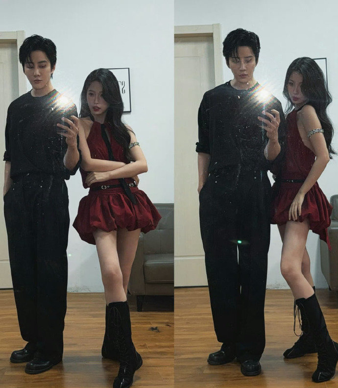 虞书欣挂脖红裙虞书欣偏分大波浪 虞书欣偏分大波浪 