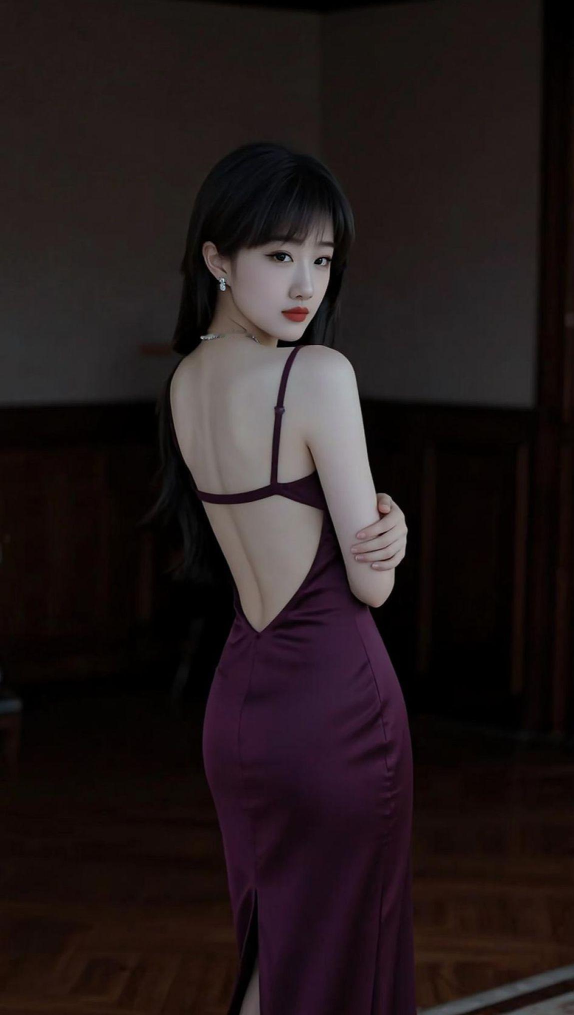 AI深紫露背写真 抖音ai创作