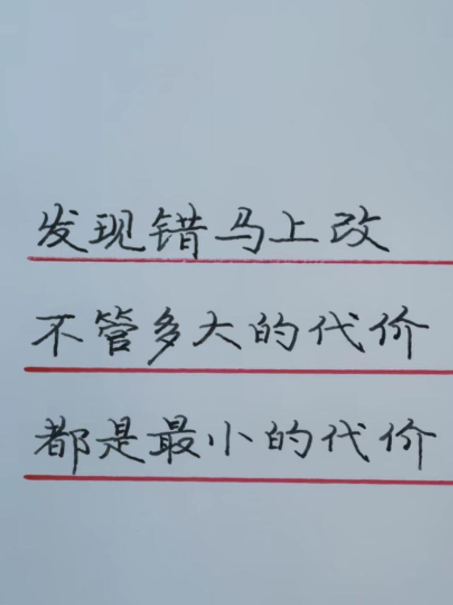 发现错马上改不管多大的代价都是最小的代价 