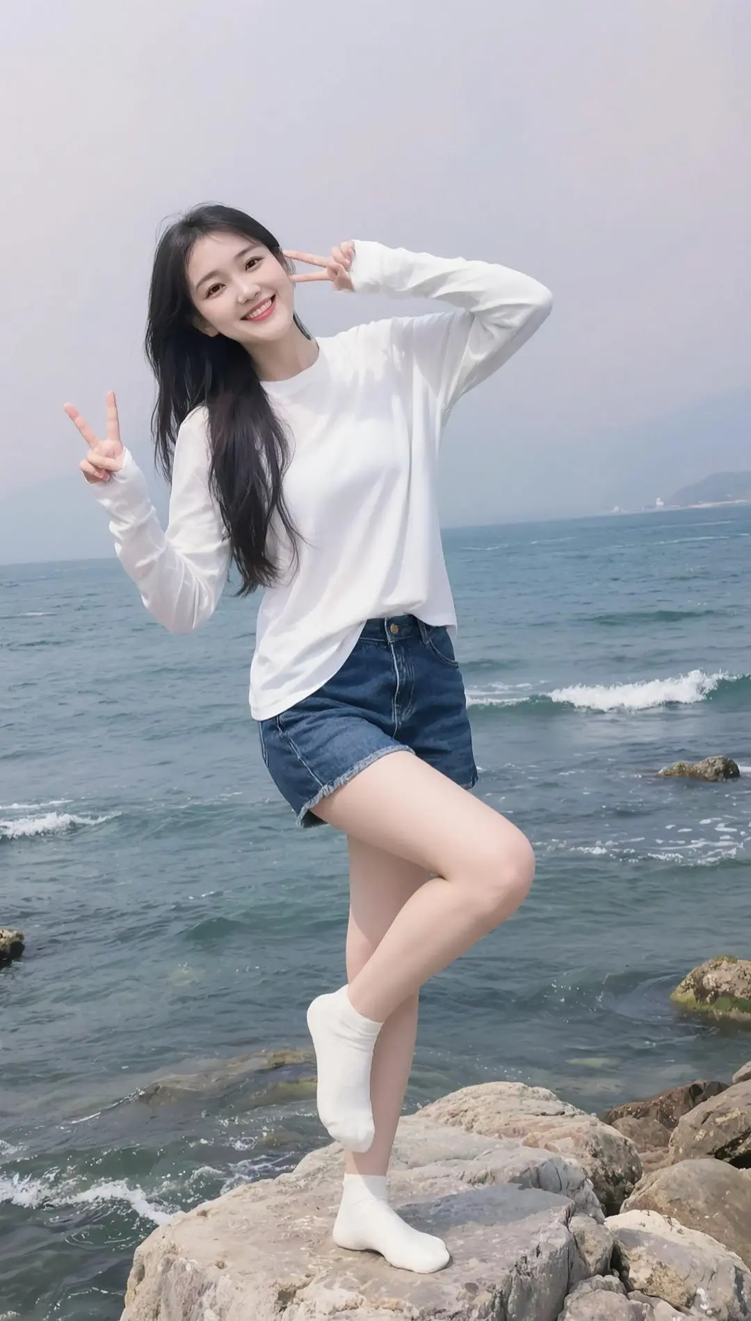 海边白色穿搭 短裤穿搭海边 海边绝美白色穿搭 AI湖畔轻语