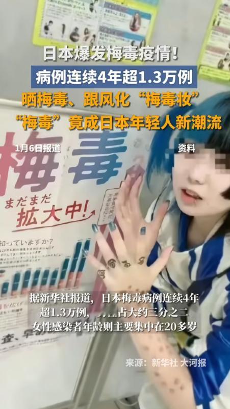 太过荒谬！1月6号报道，日本出现一种诡异的风潮，不少年轻人晒出梅毒病症进行炫耀，