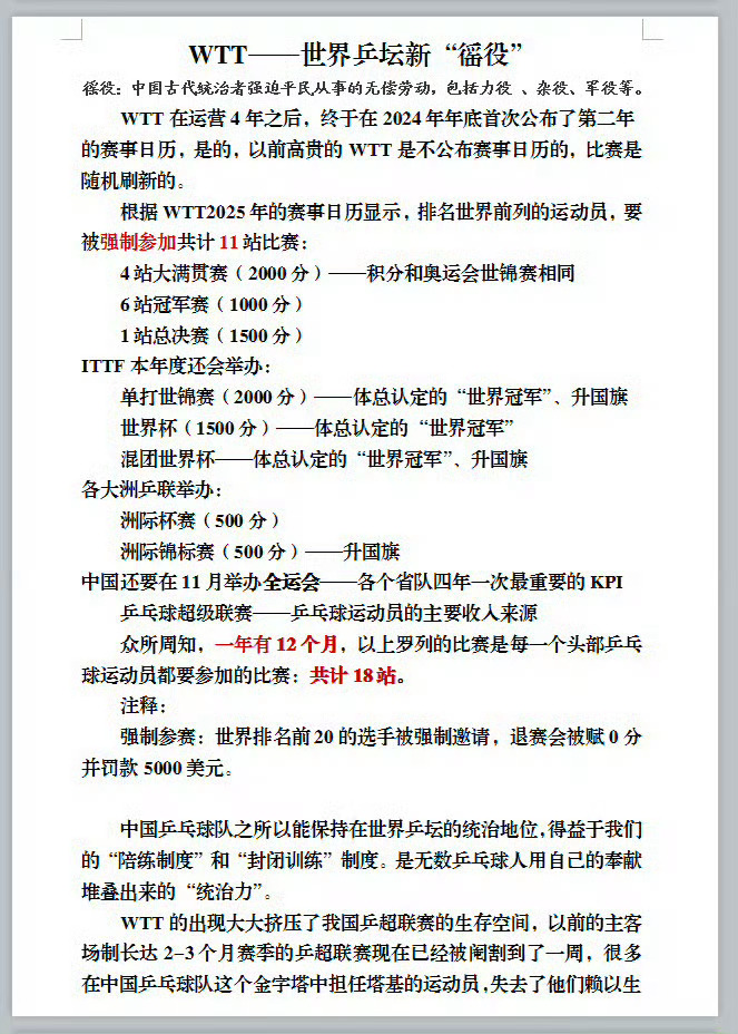 WTT回应樊振东陈梦退出世排 现在完全可以确定WTT以商业赛高积分的形式捆绑世界