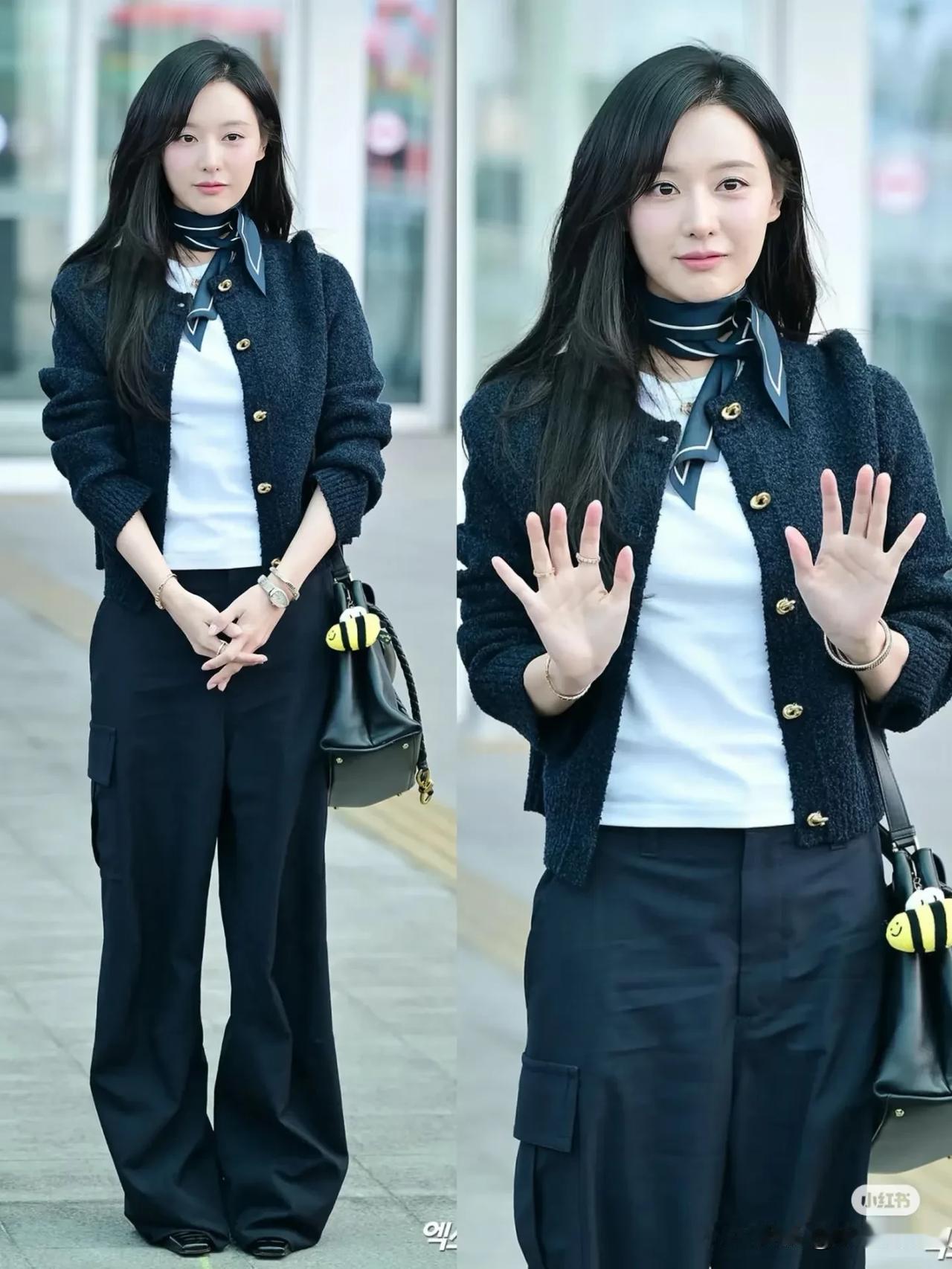 金智媛!姐…今天又Cos洪海仁了
金智媛出发香港，这身look干练又得体
又被美