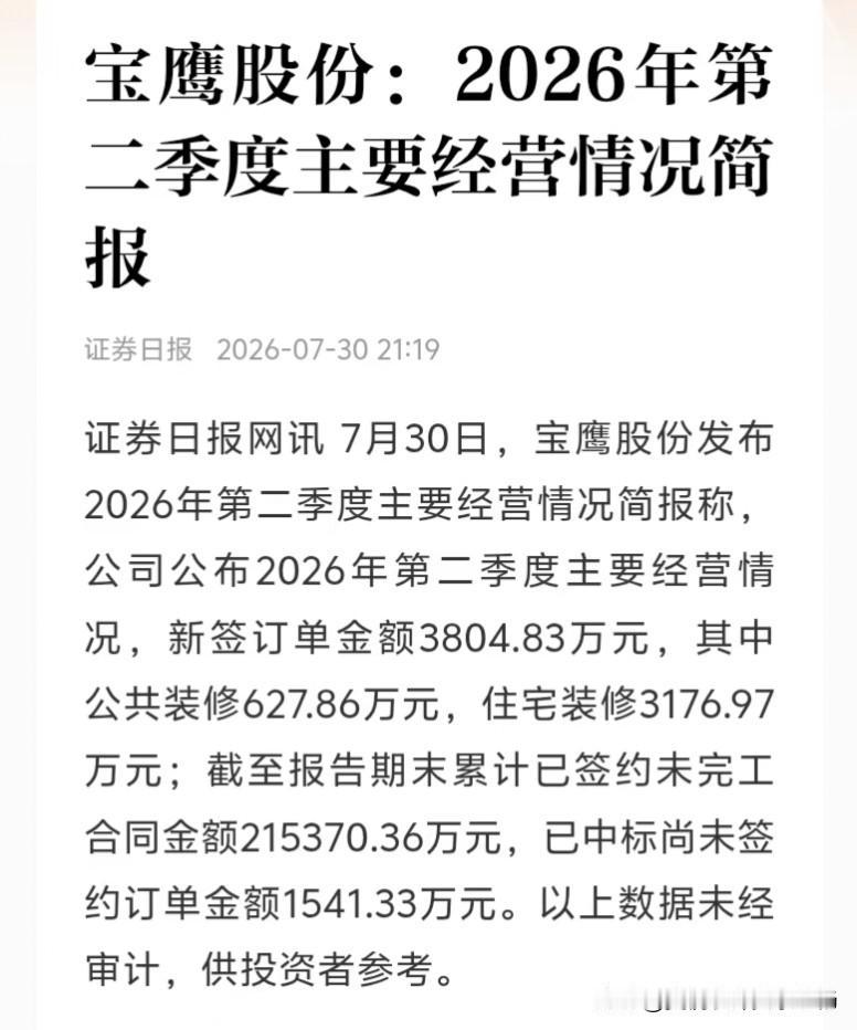 日子还能过吗？A股上市公司宝鹰第二季度新签合同3800万，另一个*ST建艺第二季