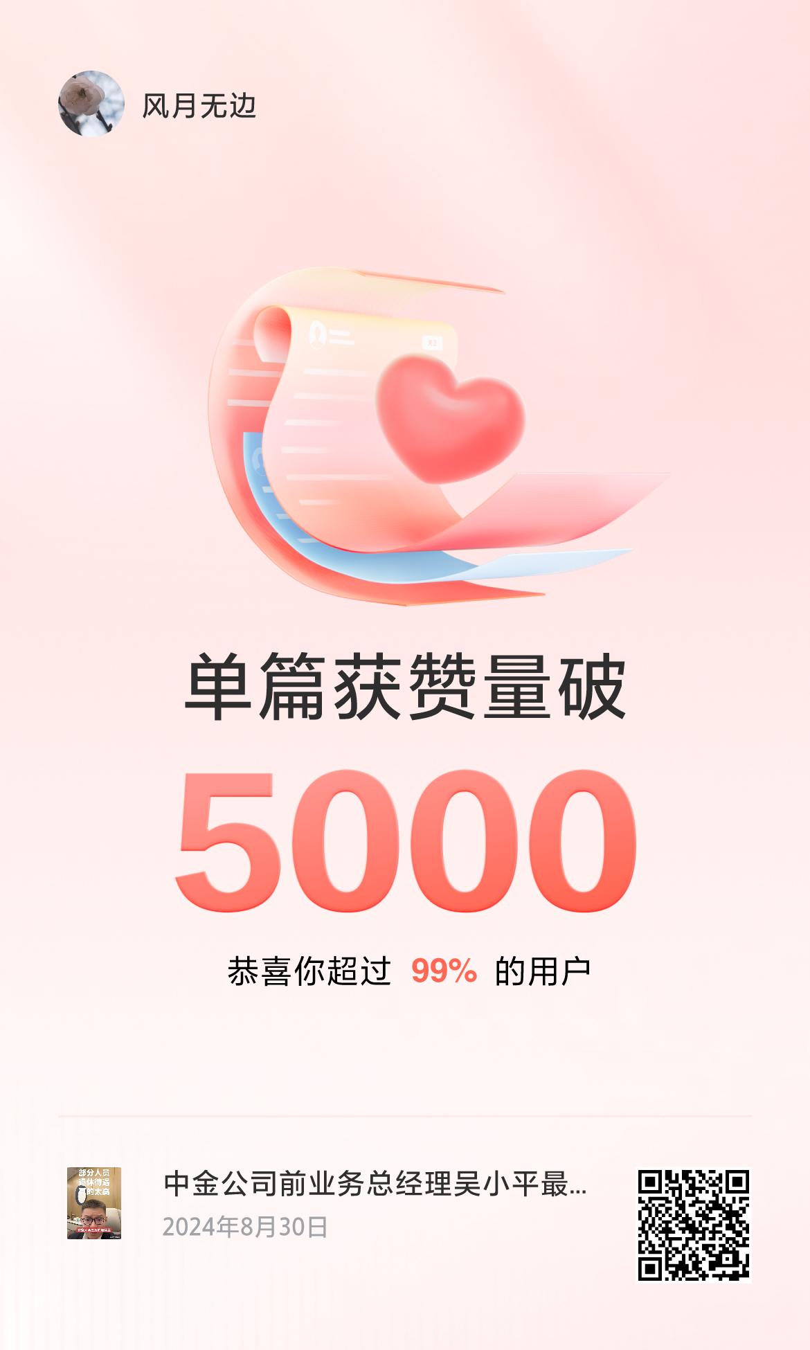🔥我创作的单篇内容获得超过5000赞了！