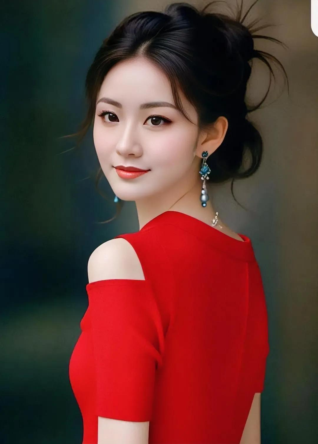 红裙飘飘，美人如画。#美人倩影共赏# #婀娜多姿佳人# #红裙飘逸之美# #如画