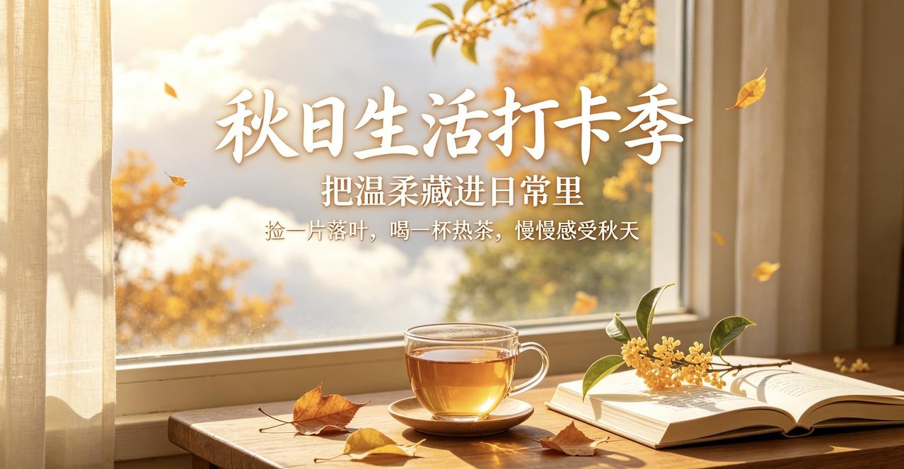 风慢慢染上温柔的秋意，阳光也变得柔和起来。不必奔赴远方，在身边就能接住秋日的浪漫