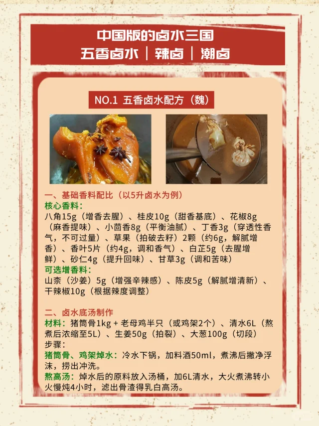 中国版卤水三国，五香卤水、辣卤、潮卤配方