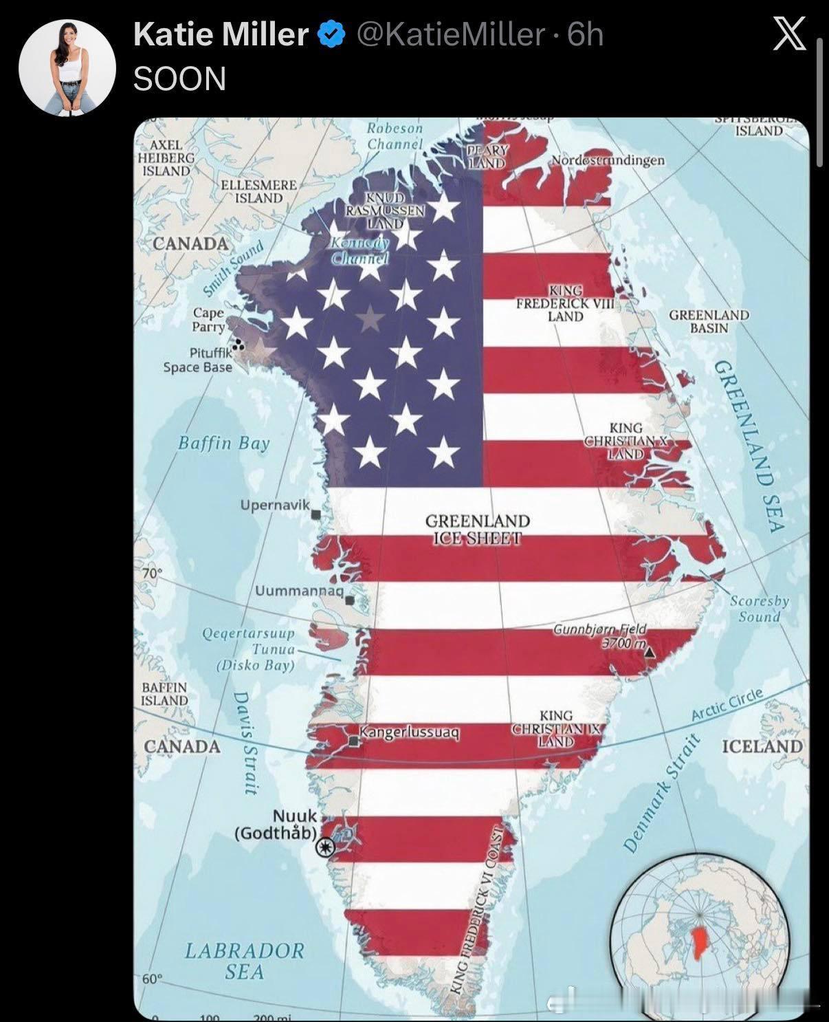 美网红暗示很快拿下格陵兰岛1月3日，白宫副幕僚长斯蒂芬·米勒的妻子、特朗普政府顾