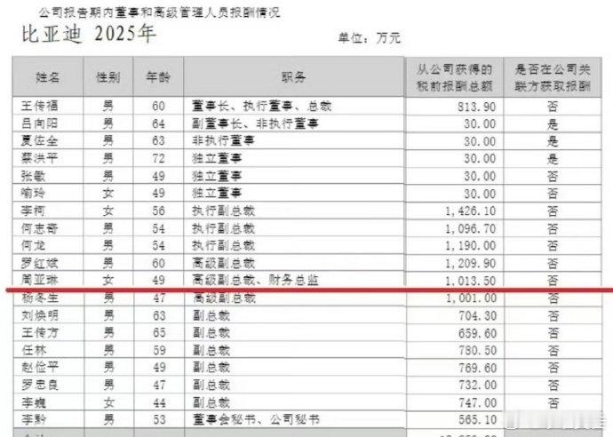 比亚迪财务总监年薪1013万元也是跟着品牌一起成长的元老级人物了。不论在哪里个人