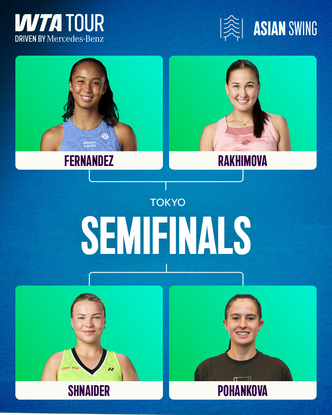 WTA500 东京站女单四强对阵👇费尔南德斯 vs [LL]拉克西莫娃[3]施